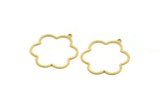Brass Flower Charm, 24 Raw Brass Flower Shaped Charms With 1 Loop, Findings (28x24x0.60mm) SMP0014