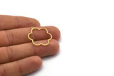 Brass Flower Charm, 24 Raw Brass Flower Shaped Charms With 1 Loop, Findings (28x24x0.60mm) SMP0014