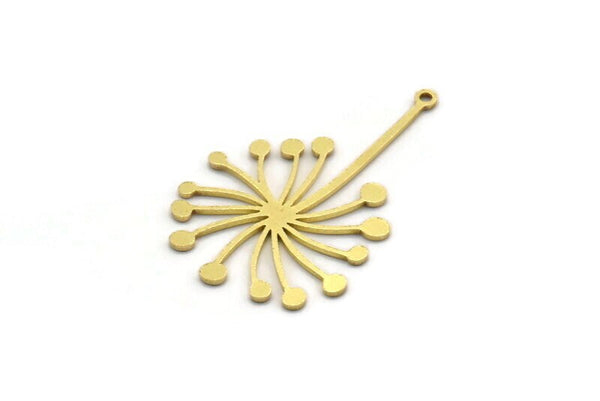Brass Dandelion Charm, 12 Raw Brass Taraxacum Charms With 1 Loop (37x23x0.80mm) SMP0017 A6316