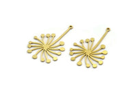 Brass Dandelion Charm, 12 Raw Brass Taraxacum Charms With 1 Loop (37x23x0.80mm) SMP0017 A6316