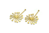 Brass Dandelion Charm, 12 Raw Brass Taraxacum Charms With 1 Loop (37x23x0.80mm) SMP0017 A6316