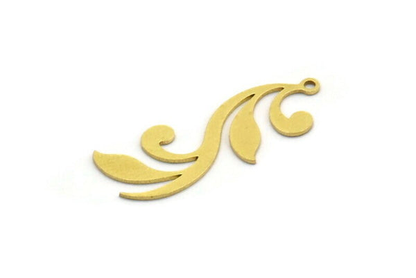 Brass Leaf Charm, 12 Raw Brass Branch Charms With 1 Loop, Charm Pendants (30x11x0.60mm) SMP0019
