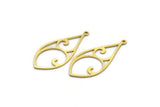 Brass Drop Charm, 24 Raw Brass Drop Shaped Charms With 1 Loop, Findings (32x14.5x0.60mm) SMP0024