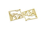 Brass Diamond Charm, 6 Raw Brass Mountain Patterned Diamond Shaped Charms With 1 Loop, Charm Pendants (44.5x40.5x0.60mm) SMP0026 A6278