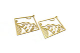 Brass Diamond Charm, 6 Raw Brass Mountain Patterned Diamond Shaped Charms With 1 Loop, Charm Pendants (44.5x40.5x0.60mm) SMP0026 A6278