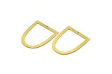 Brass D Shaped Charm, 8 Raw Brass D Shaped Charms With 1 Hole, Earrings, Findings (35x29x0.60mm) SMP0027