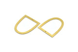 Brass D Shaped Charm, 8 Raw Brass D Shaped Charms With 1 Hole, Earrings, Findings (35x29x0.60mm) SMP0027
