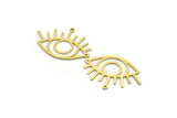 Brass Eye Charm, 12 Raw Brass Eye Charms With 1 Loop, Findings (23x33x0.60mm) SMP0028