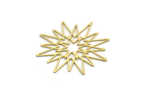 Brass Star Charm, 6 Raw Brass Star Shaped Charms, Charm Pendants, Connectors (42x39x0.60mm) SMP0032