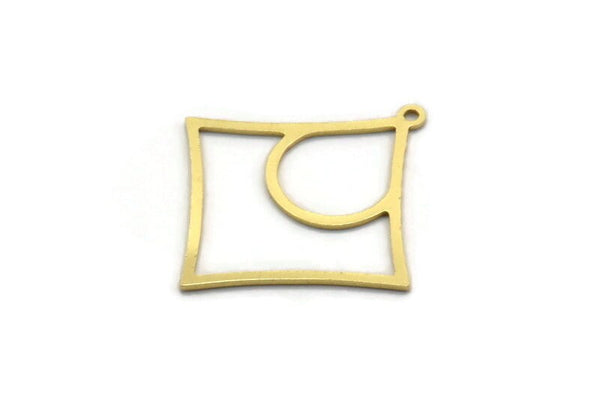 Brass Diamond Charm, 24 Raw Brass Diamond Shaped Charms With 1 Loop, Pendant Findings (29x27x0.60mm) SMP0036