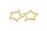 Brass Star Charm, 12 Raw Brass Star Charms With 1 Loop, Charm Pendants (30x29.5x0.60mm) SMP0037
