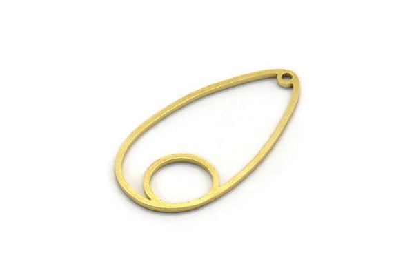 Brass Drop Charm, 24 Raw Brass Drop Charms With 1 Hole, Earring Findings (30x16x0.80mm) SMP0039