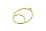 Brass Oval Charm, 24 Raw Brass Oval Charms With 1 Loop, Earring Charms (31x23x0.80mm) SMP0044