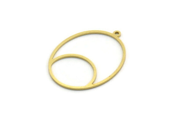 Brass Oval Charm, 24 Raw Brass Oval Charms With 1 Loop, Earring Charms (31x23x0.80mm) SMP0044