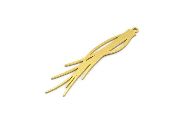 Brass Fringed Charm, 10 Raw Brass Fringe Shaped Charms With 1 Loop (50x11x0.60mm) SMP0047