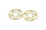 Brass Star Charm, 12 Raw Brass Round Charms With 1 Loop, Charm Pendants (29x28x0.60mm) SMP0048