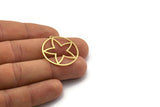 Brass Star Charm, 12 Raw Brass Round Charms With 1 Loop, Charm Pendants (29x28x0.60mm) SMP0048