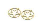 Brass Star Charm, 12 Raw Brass Round Charms With 1 Loop, Charm Pendants (29x28x0.60mm) SMP0048
