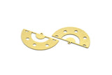 Semi Circle Charm, 6 Raw Brass Semi Circle Shaped Charms With 1 Loop, Pendant Charms (20x35x0.60mm) SMP0051