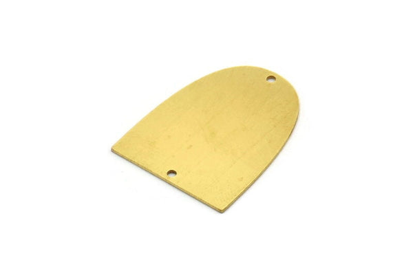 Brass D Shaped Charm, 4 Raw Brass D Shaped Charms With 2 Holes, Connectors, Findings (29x22.5x0.60mm) SMP0053