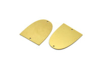 Brass D Shaped Charm, 4 Raw Brass D Shaped Charms With 2 Holes, Connectors, Findings (29x22.5x0.60mm) SMP0053