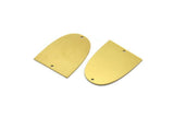 Brass D Shaped Charm, 4 Raw Brass D Shaped Charms With 2 Holes, Connectors, Findings (29x22.5x0.60mm) SMP0053