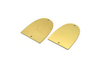 Brass D Shaped Charm, 4 Raw Brass D Shaped Charms With 2 Holes, Connectors, Findings (29x22.5x0.60mm) SMP0053