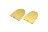 Brass D Shaped Charm, 4 Raw Brass D Shaped Charms With 2 Holes, Connectors, Findings (29x22.5x0.60mm) SMP0053