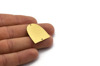 Brass D Shaped Charm, 4 Raw Brass D Shaped Charms With 2 Holes, Connectors, Findings (29x22.5x0.60mm) SMP0053