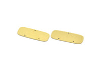 Brass Rectangle Charm, 4 Raw Brass Rectangle Shaped With 3 Holes Charms, Connectors, Earring Findings (36x13.5x0.60mm) SMP0054