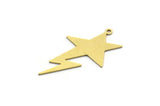 Brass Star Charm, 12 Raw Brass Comet Charms With 1 Loop, Findings (32x19x0.60mm) SMP0055