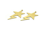 Brass Star Charm, 12 Raw Brass Comet Charms With 1 Loop, Findings (32x19x0.60mm) SMP0055