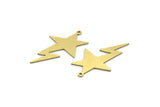 Brass Star Charm, 12 Raw Brass Comet Charms With 1 Loop, Findings (32x19x0.60mm) SMP0055