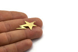 Brass Star Charm, 12 Raw Brass Comet Charms With 1 Loop, Findings (32x19x0.60mm) SMP0055