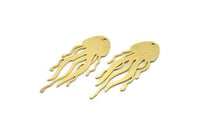 Brass Jellyfish Charm, 6 Raw Brass Jellyfish Charms With 1 Hole, Charm Pendants (43x16x0.60mm) SMP0059 A6196