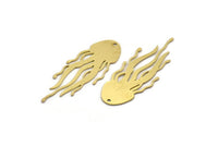 Brass Jellyfish Charm, 6 Raw Brass Jellyfish Charms With 1 Hole, Charm Pendants (43x16x0.60mm) SMP0059 A6196