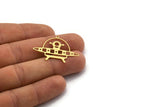 Brass Alien Charm, 10 Raw Brass Spaceship Charms With 1 Loop, Ufo Charms, Findings (26x35x0.60mm) SMP0060