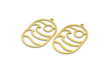 Brass Oval Charm, 12 Raw Brass Oval Charms With 1 Loop, Wavy Charms, Findings (32x20x0.60mm) SMP0061