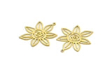 Brass Flower Charm, 12 Raw Brass Flower Shaped Charms With 1 Loop, Charm Pendants (30x27x0.60mm) SMP0063
