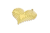 Brass Heart Charm, 4 Raw Brass Heart Shaped Charms With 1 Loop, Findings, Pendants (32x31x0.60mm) SMP0064