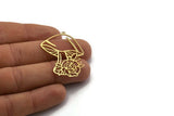 Brass Mushroom Charm, 6 Raw Brass Mushroom Charms With 1 Loop, Rose Charms, Pendants, Findings (40x31x0.60mm) SMP0065