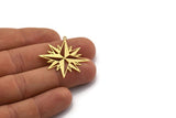 Brass Star Charm, 8 Raw Brass North Star Charms With 1 Loop, Pole Star Charms, Findings (36x14x0.60mm) SMP0066