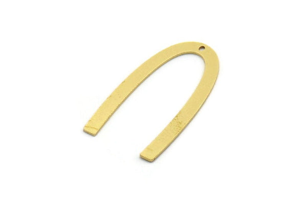 Brass Charm, 10 Raw Brass, Brass Pendants, Charm Pendants, U Shaped Charms, Brass Charms With 1 Hole (32x17x0.60mm) SMP0068