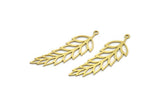 Brass Leaf Charm, 12 Raw Brass Ear Of Wheat Charms With 1 Loop, Charm Pendants (43x14x0.60mm) SMP0070