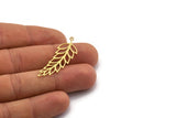 Brass Leaf Charm, 12 Raw Brass Ear Of Wheat Charms With 1 Loop, Charm Pendants (43x14x0.60mm) SMP0070