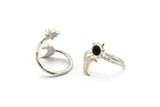 Silver Ring Setting, 925 Silver Moon And Sun Rings With 1 Stone Setting - Pad Size 4mm N1780
