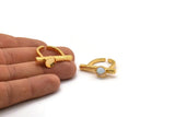 Gold Ring Settings, Gold Plated Brass Adjustable D Shape Ring - Pad Size 8mm N1060