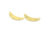 Brass Moon Charm, 10 Raw Brass Crescent Moon Charms With 5 Holes (32x8x0.60mm) SMP0073