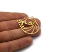 Brass Palm Charm, 6 Raw Brass Palm Tree And Sun Shaped Charms With 1 Loop, Wavy Charms, Pendants, Findings (37.5x30x0.60mm) SMP0075