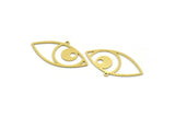 Brass Eye Charm, 12 Raw Brass Eye Charms With 1 Loop, Findings (18.5x34x0.60mm) SMP0077